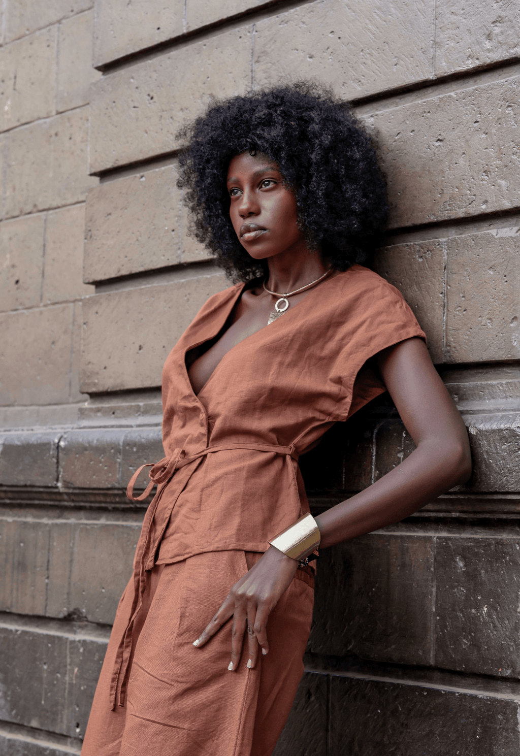 Asili Wrap Top - Rust Brown - THAMA