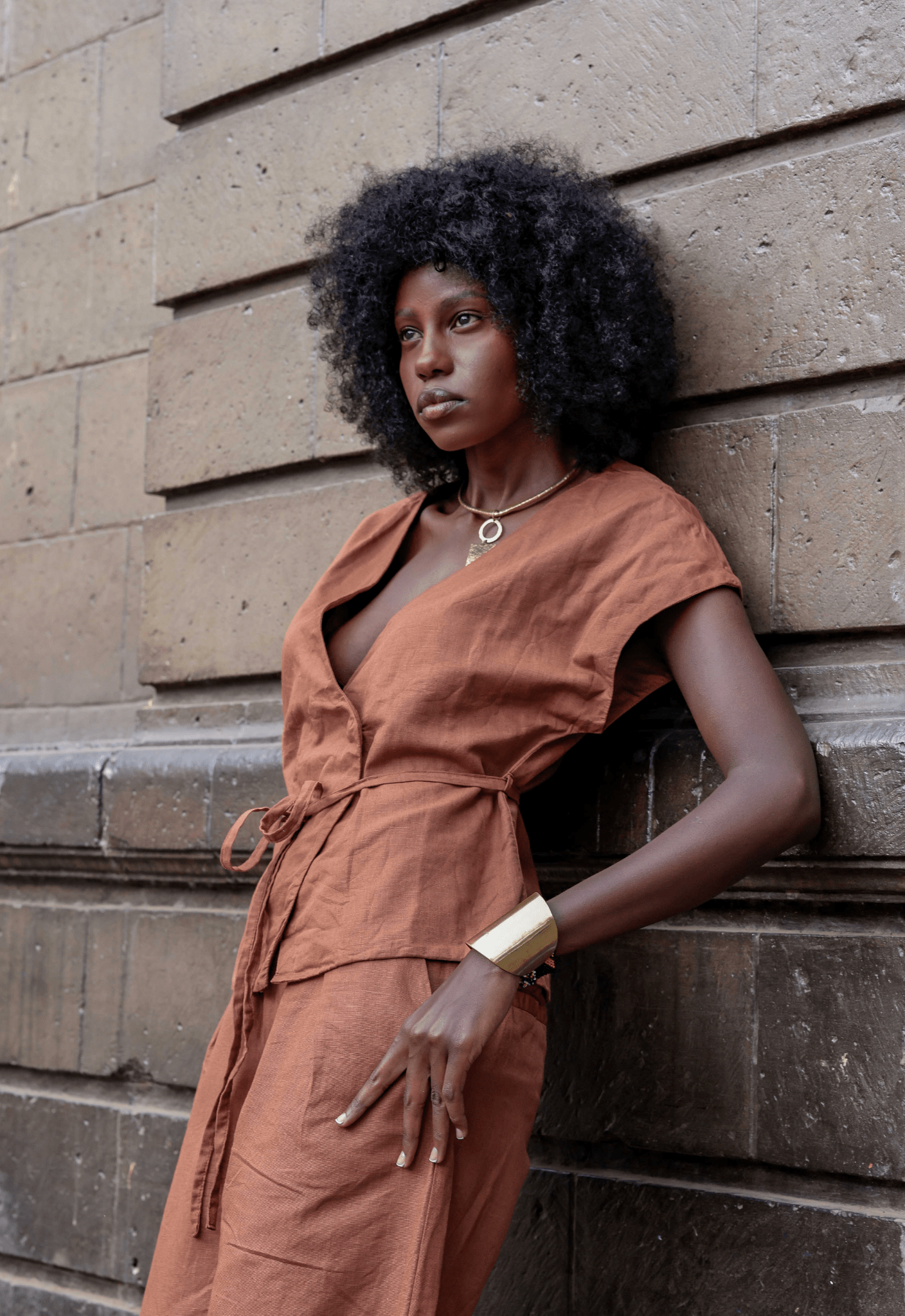 Asili Wrap Top - Rust Brown - THAMA