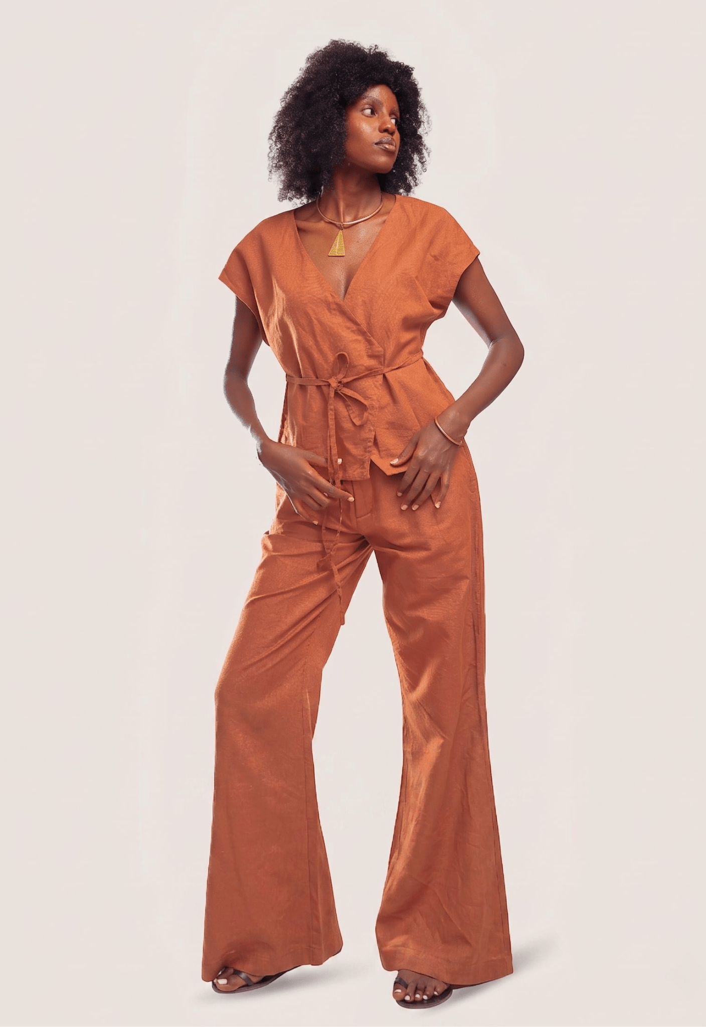 Asili Wrap Top - Rust Brown - THAMA