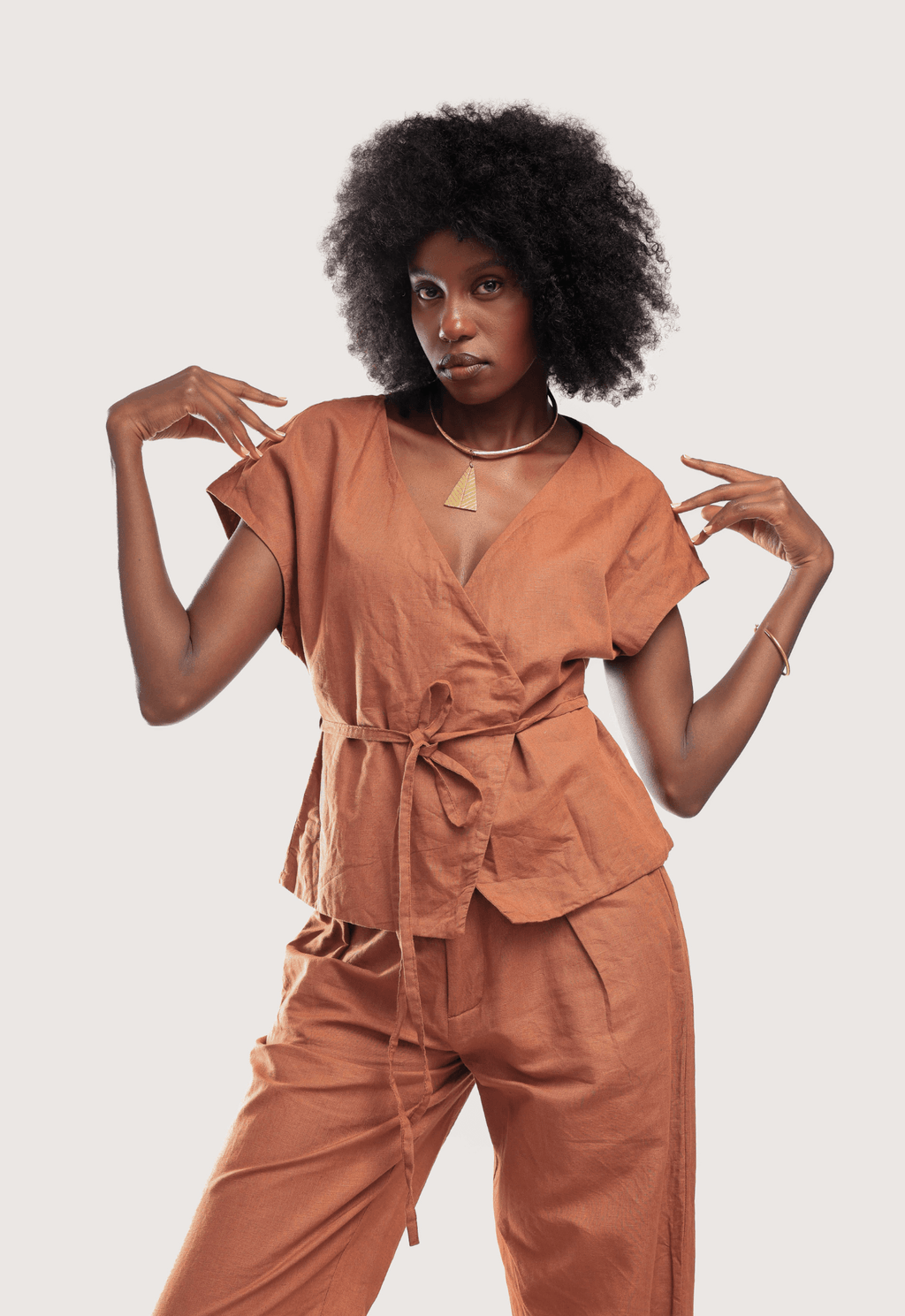 Asili Wrap Top - Rust Brown - THAMA
