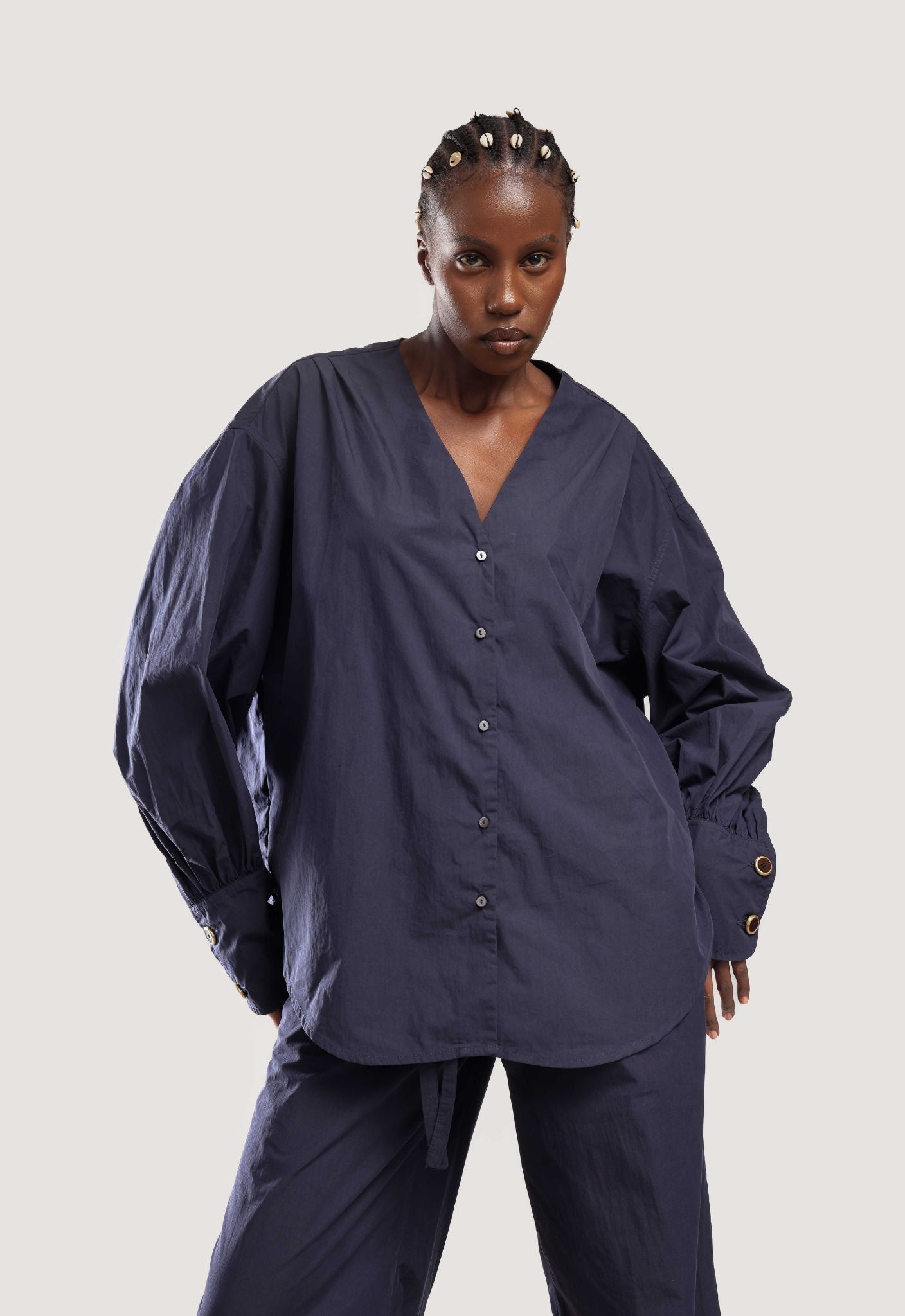 Ayari Blouse - Navy - THAMA