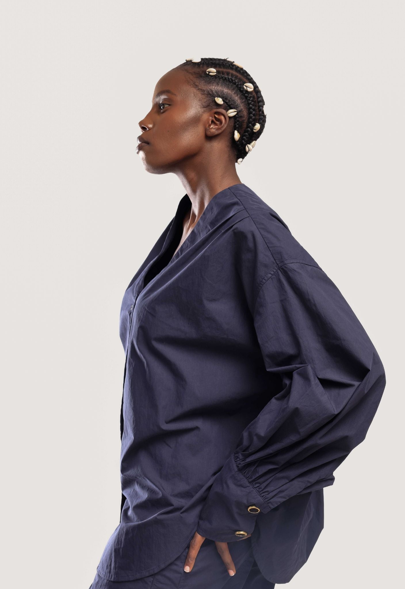 Ayari Blouse - Navy - THAMA